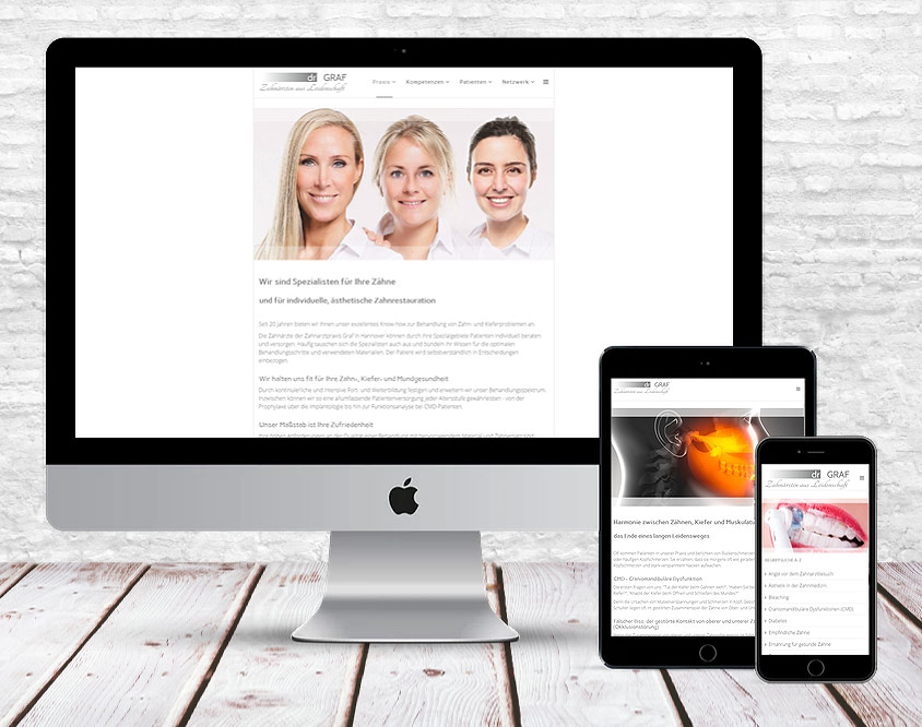 MENSCHundMAUS Webdesign: Zahnarztpraxis in Hannover, die auf Behandlungstransparenz, erstklassige Materialien und neueste Behandlungsmethoden setzt.