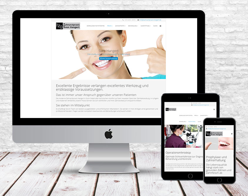 MENSCHundMAUS Webdesign: Zahnarztpraxis in Stuhr, mit hochqualifizierten Zahnärzten, neuester technischer Ausstattung, Patienteninformationssystem und online Terminvereinbarung.