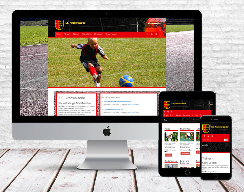 MENSCHundMAUS Webdesign: Webseite für Turn- und Sportverein mir vielen Sportarten, großem Sportangebot. In  Newsbereichen werden eigenständig aktuelle Ankündigungen und Sportergebnisse eingepflegt.